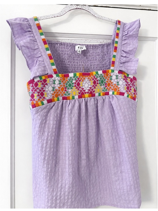 THML Tops - THML embroidered smock-back blouse with flutter sleeves